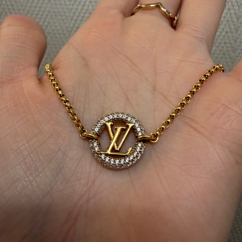 LV 金色圓圈滿鑽Louis by night手鍊M00758-1