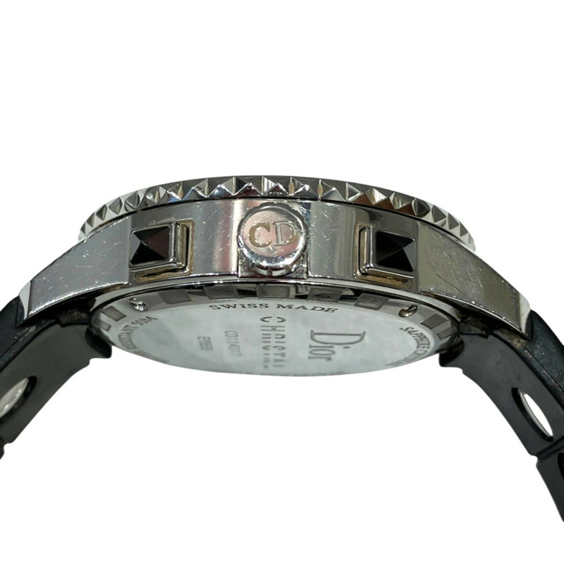 迪奧水晶計時日期腕錶，102.6克，不鏽鋼橡膠錶殼，石英機芯，黑色錶盤，CD114317，免運費-7
