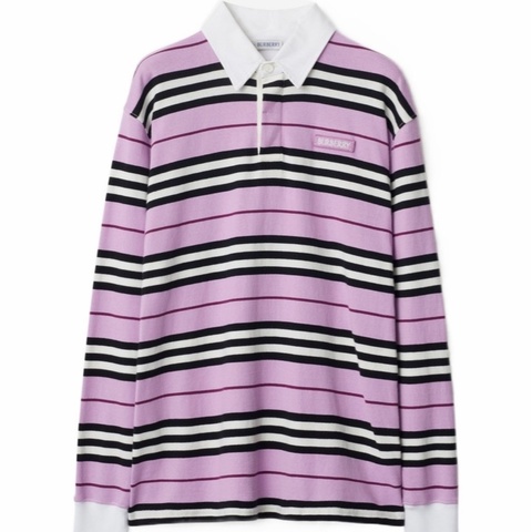 Burberry 女士 長袖條紋棉質 Polo 衫XS S M碼