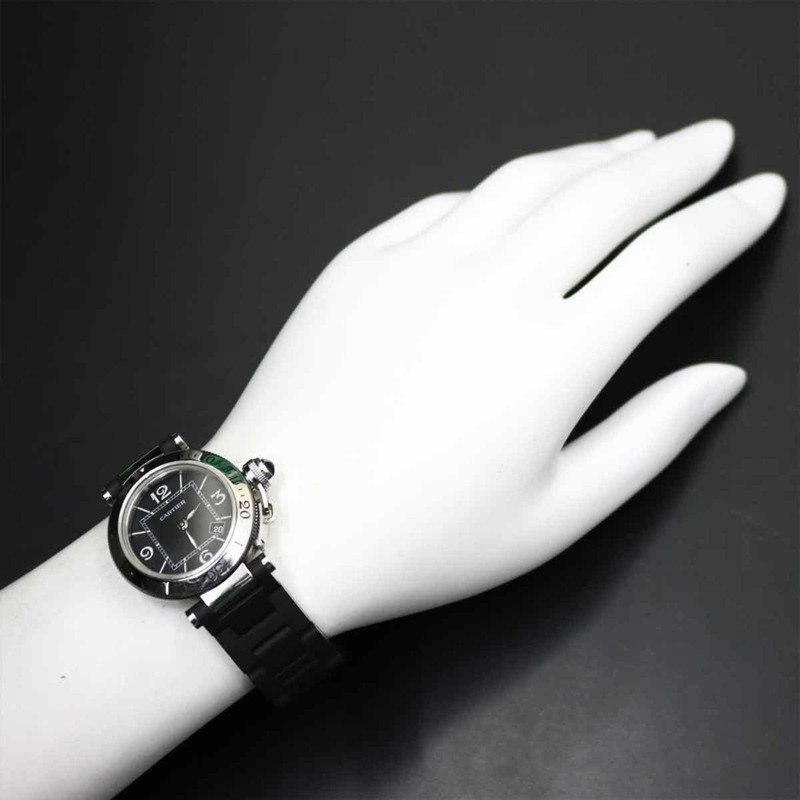 卡地亞 Pasha Seatimer W3140003 女士腕錶，附日期顯示，黑色石英機芯-3