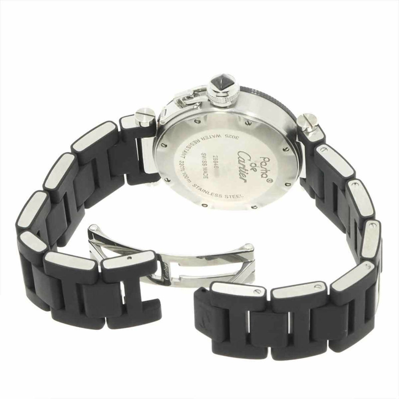 卡地亞 Pasha Seatimer W3140003 女士腕錶，附日期顯示，黑色石英機芯-4