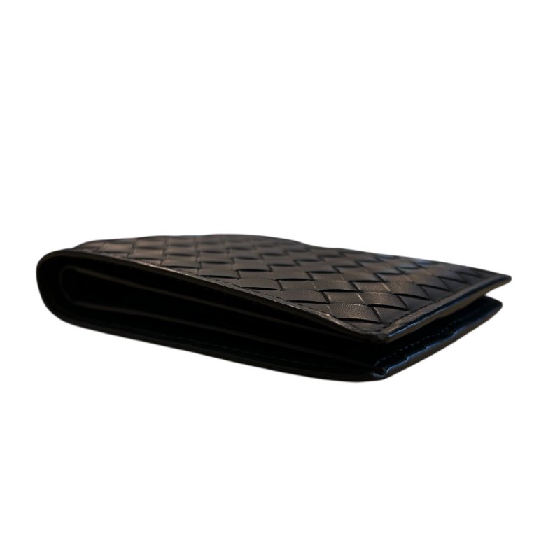 BV黑色編織對折短夾-4