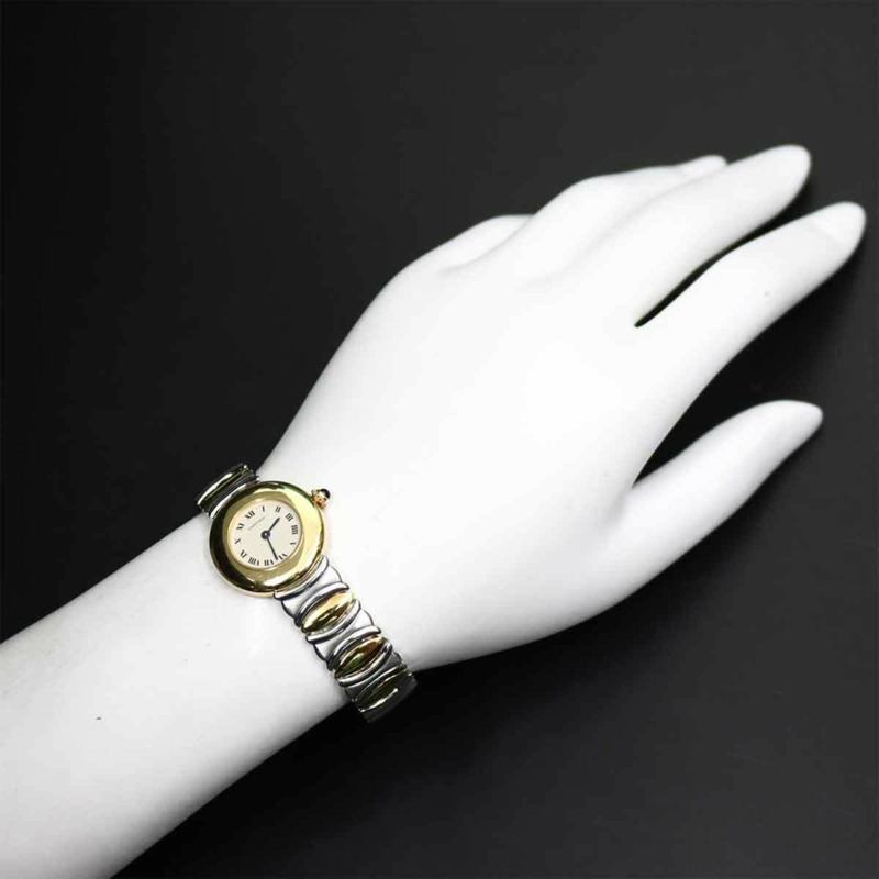 卡地亞 Colisee Belle Epoque 雙色腕錶 W40001F2 女士象牙色 18K 黃金石英錶-3