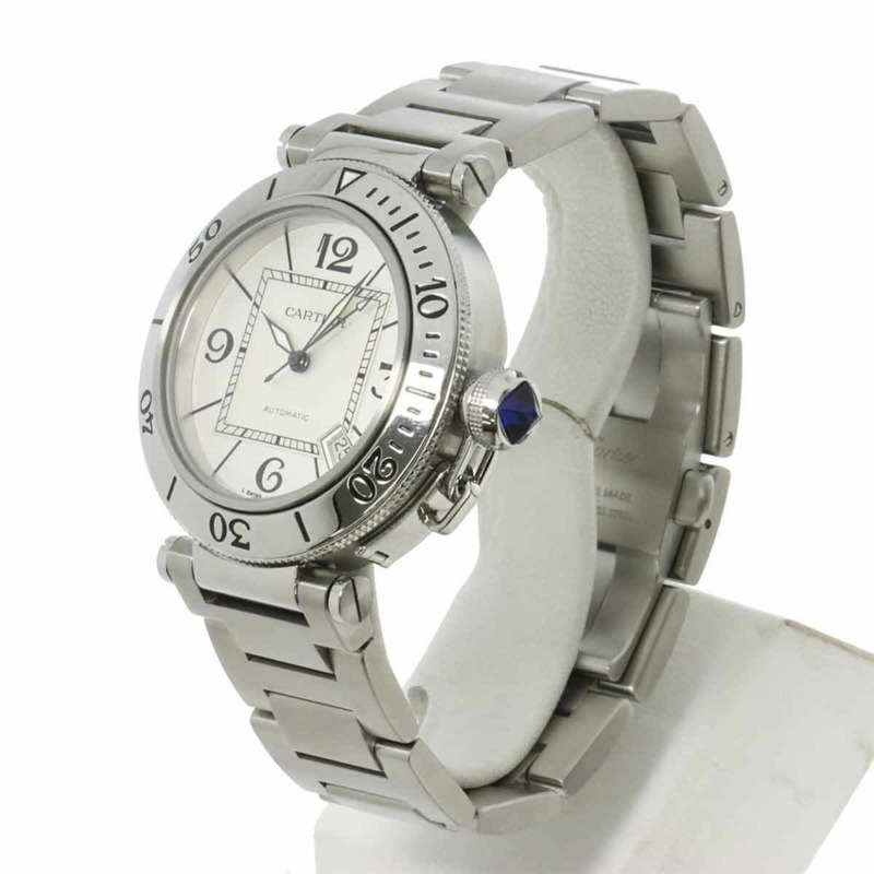 卡地亞 Pasha Seatimer W31080M7 男士腕錶,附日期顯示,銀色,自動上鍊機芯-2