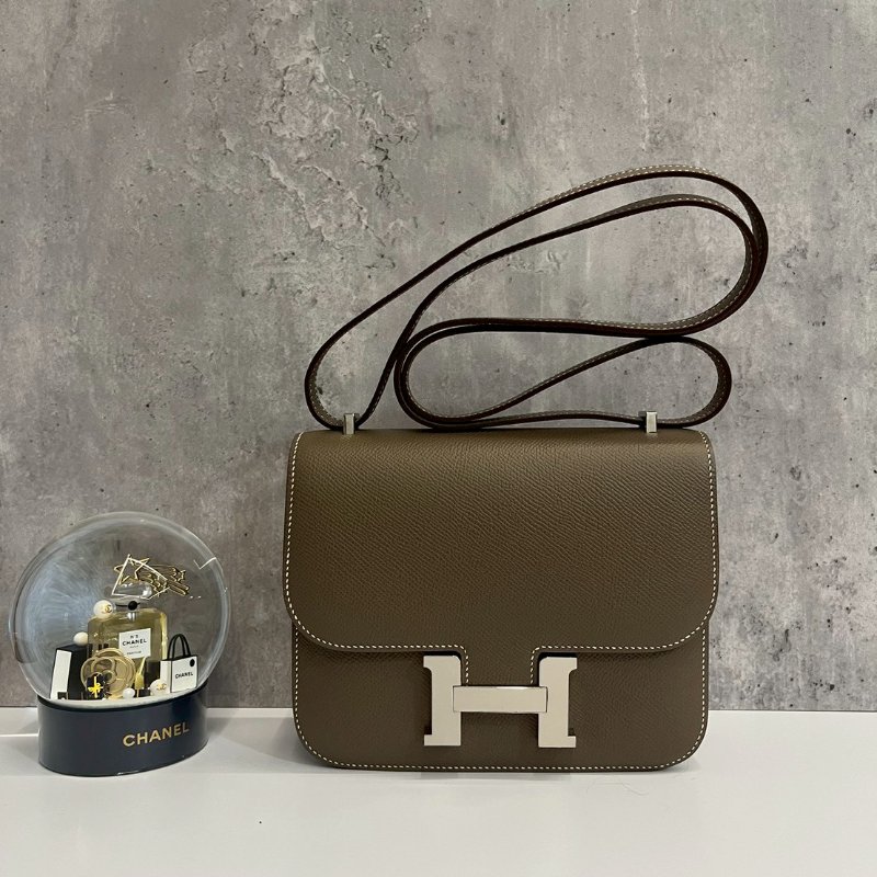 Hermes Mini Constance 康康19 大象灰 銀釦 全新閒置-0
