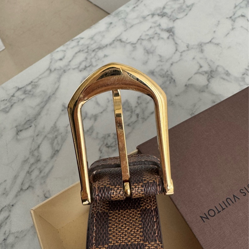 LV棋盤格金釦皮帶85cm-2