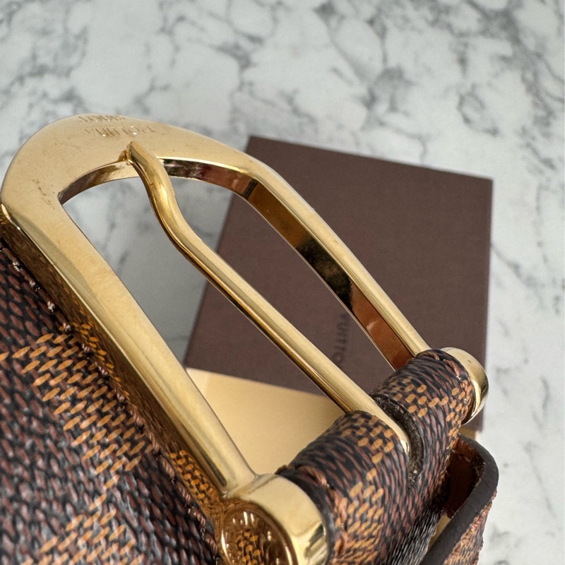 LV棋盤格金釦皮帶85cm-8