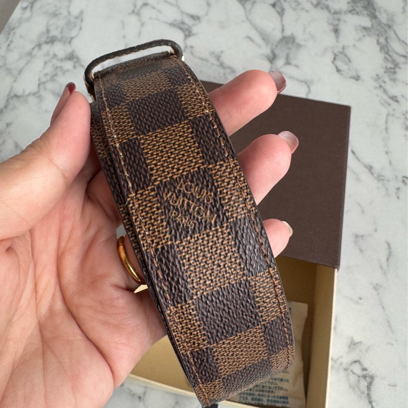 LV棋盤格金釦皮帶85cm-9