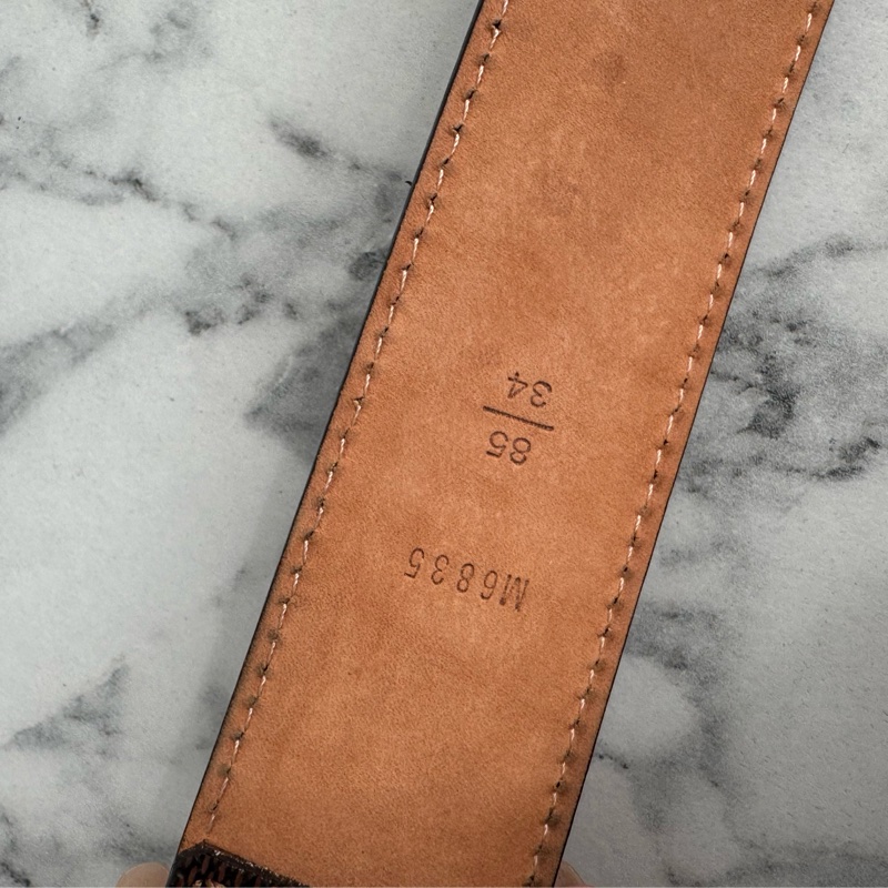 LV棋盤格金釦皮帶85cm-10