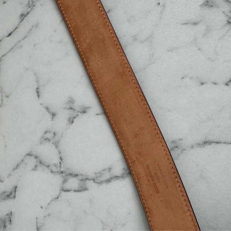 LV棋盤格金釦皮帶85cm-12