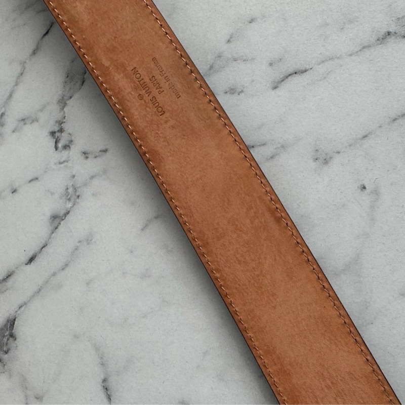 LV棋盤格金釦皮帶85cm-13