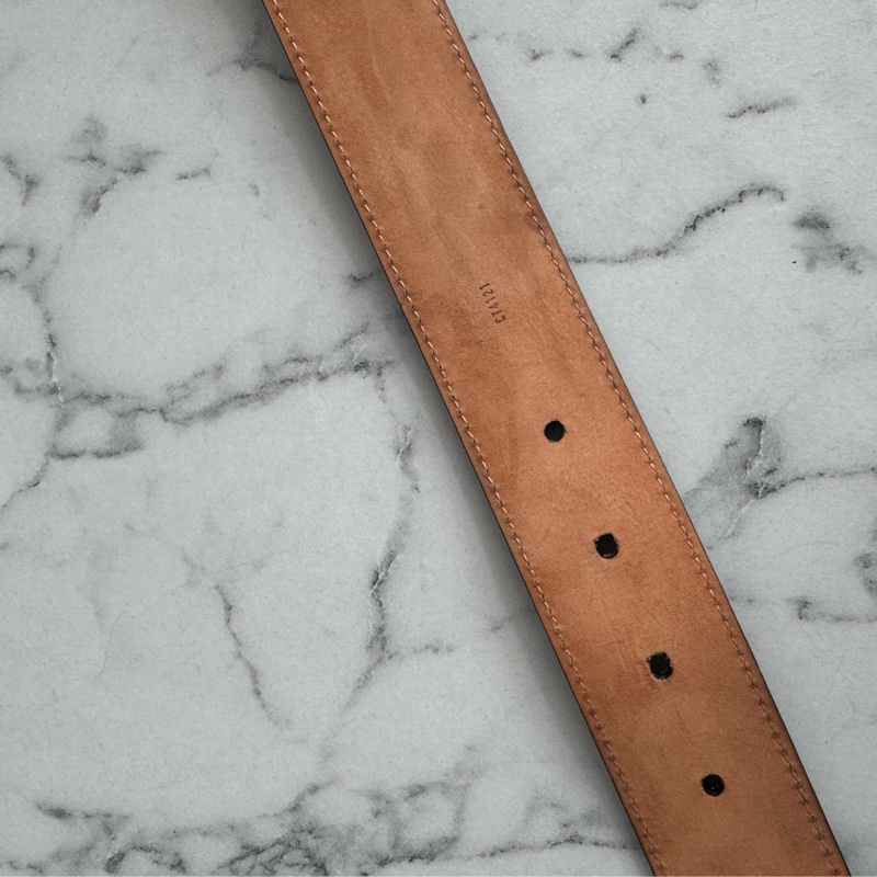 LV棋盤格金釦皮帶85cm-16