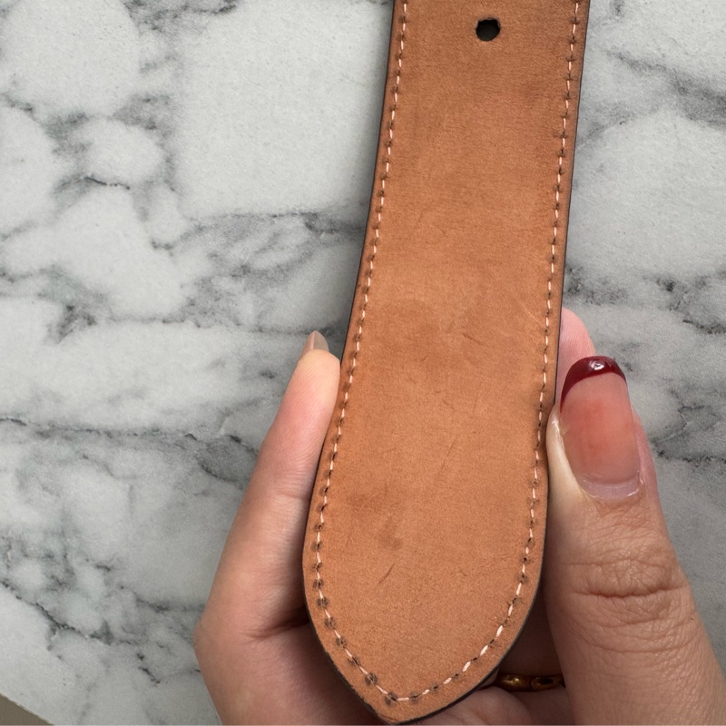 LV棋盤格金釦皮帶85cm-18