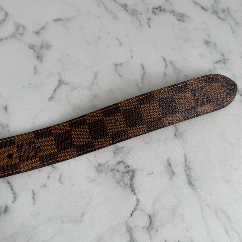 LV棋盤格金釦皮帶85cm-19