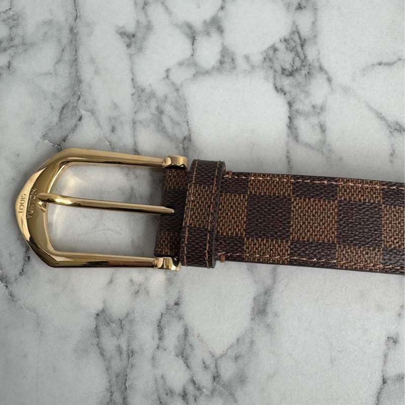 LV棋盤格金釦皮帶85cm-21