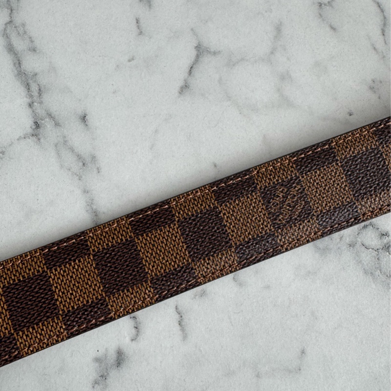 LV棋盤格金釦皮帶85cm-22