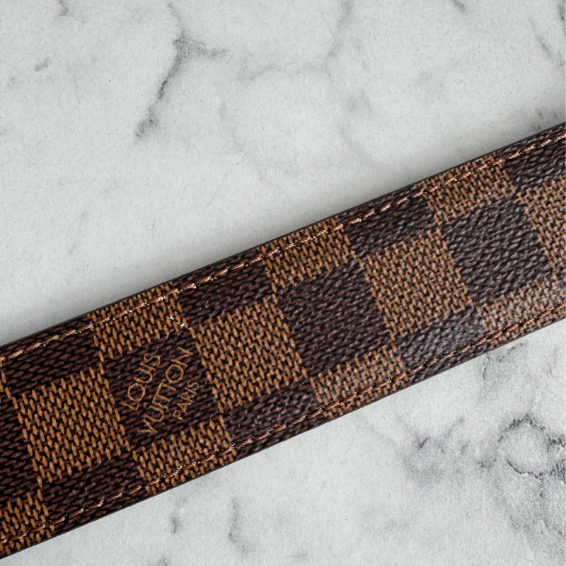 LV棋盤格金釦皮帶85cm-23