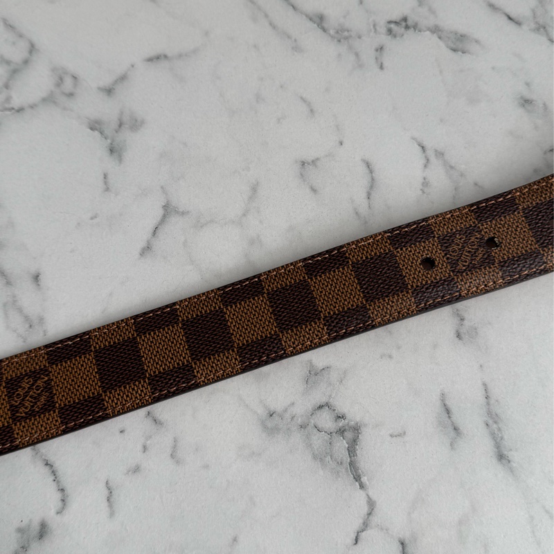 LV棋盤格金釦皮帶85cm-25