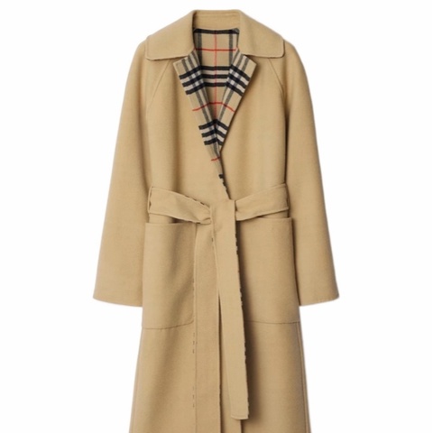 Burberry 女士 雙面兩穿長款羊毛大衣UK-4 UK-6碼
