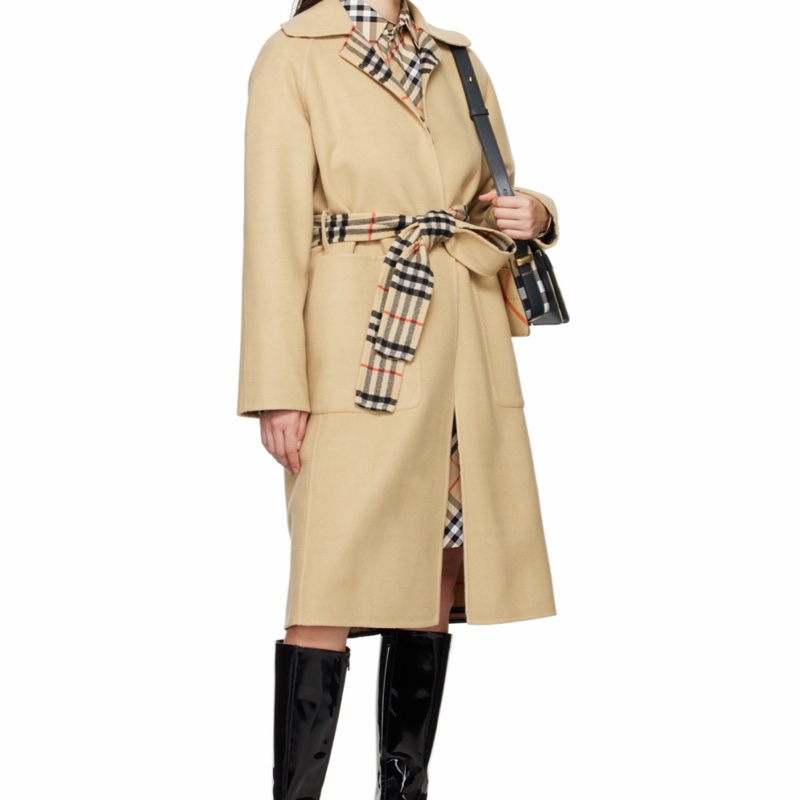 Burberry 女士 雙面兩穿長款羊毛大衣UK-4 UK-6碼-5