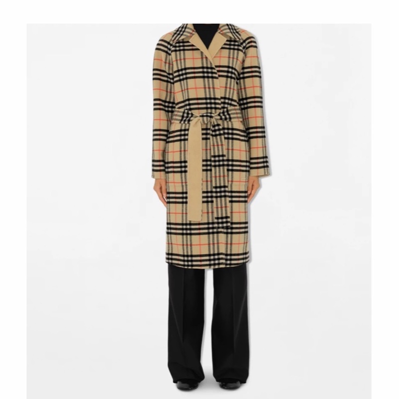 Burberry 女士 雙面兩穿長款羊毛大衣UK-4 UK-6碼-6