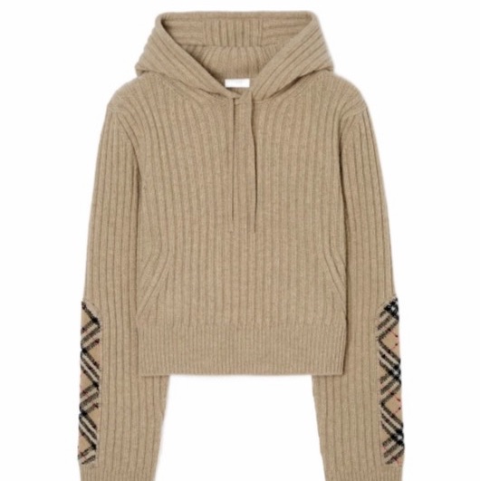 Burberry 女士 格子圖案羊毛羊絨連帽衫XXS XS S M L XL碼-0