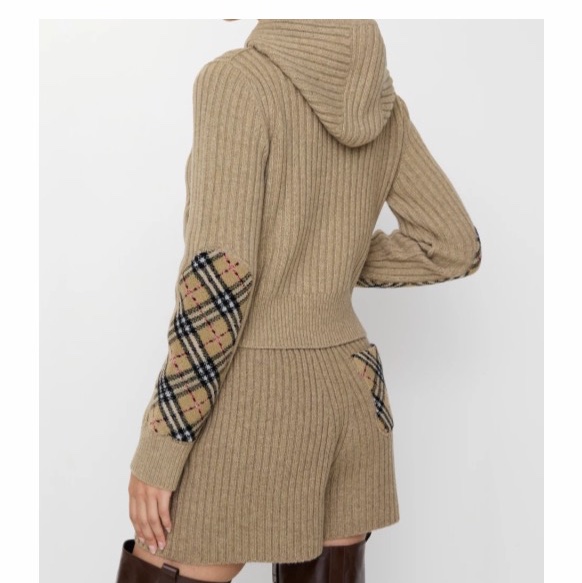 Burberry 女士 格子圖案羊毛羊絨連帽衫XXS XS S M L XL碼-1