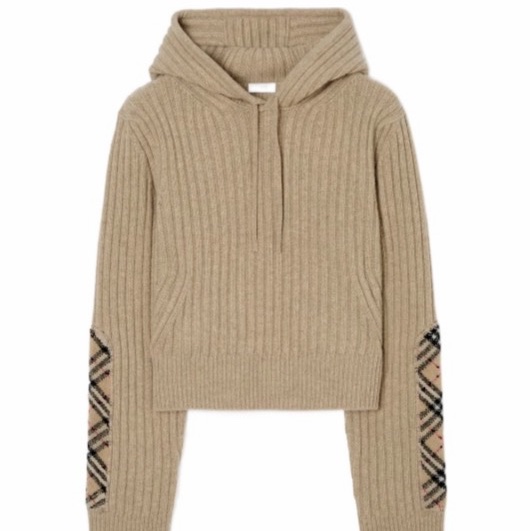 Burberry 女士 格子圖案羊毛羊絨連帽衫XXS XS S M L XL碼-3