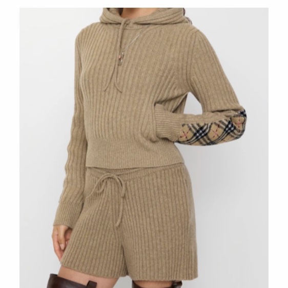 Burberry 女士 格子圖案羊毛羊絨連帽衫XXS XS S M L XL碼-5