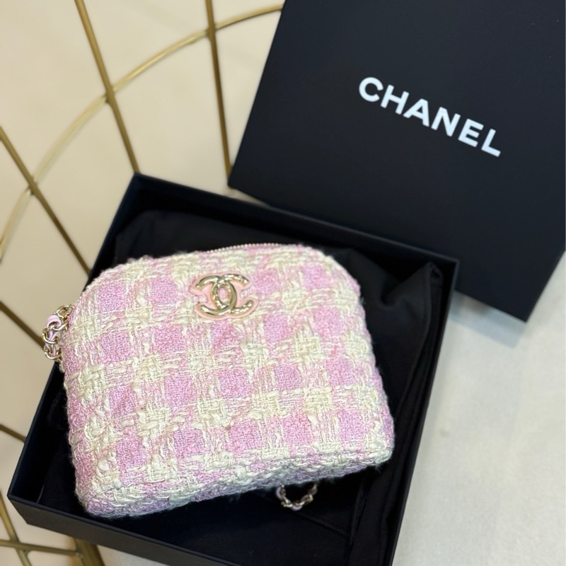 Chanel 香奈兒粉色千鳥格貝殼包mini尺寸-0