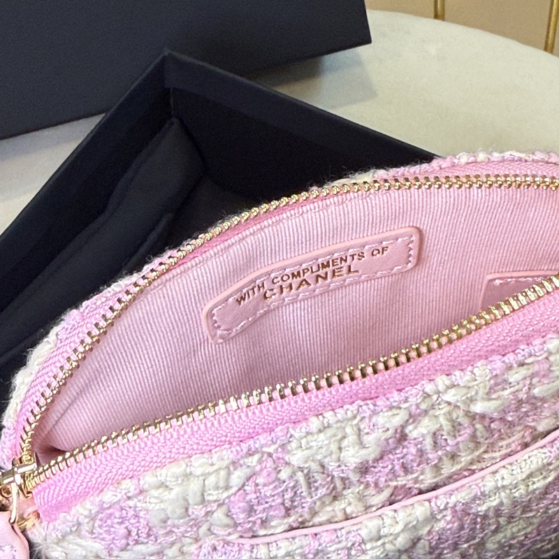 Chanel 香奈兒粉色千鳥格貝殼包mini尺寸-1