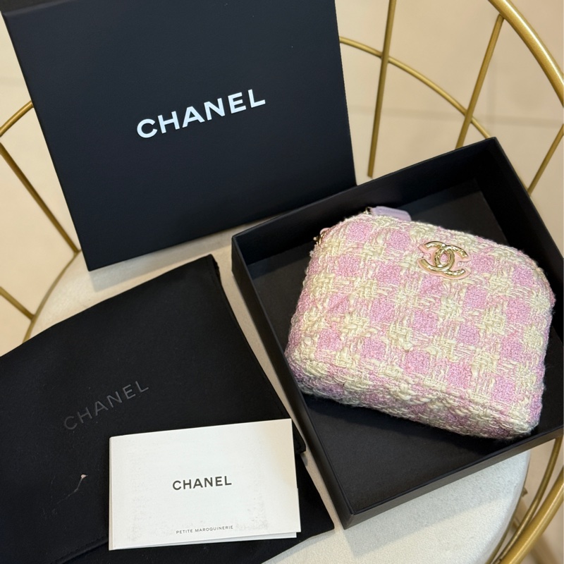 Chanel 香奈兒粉色千鳥格貝殼包mini尺寸-4