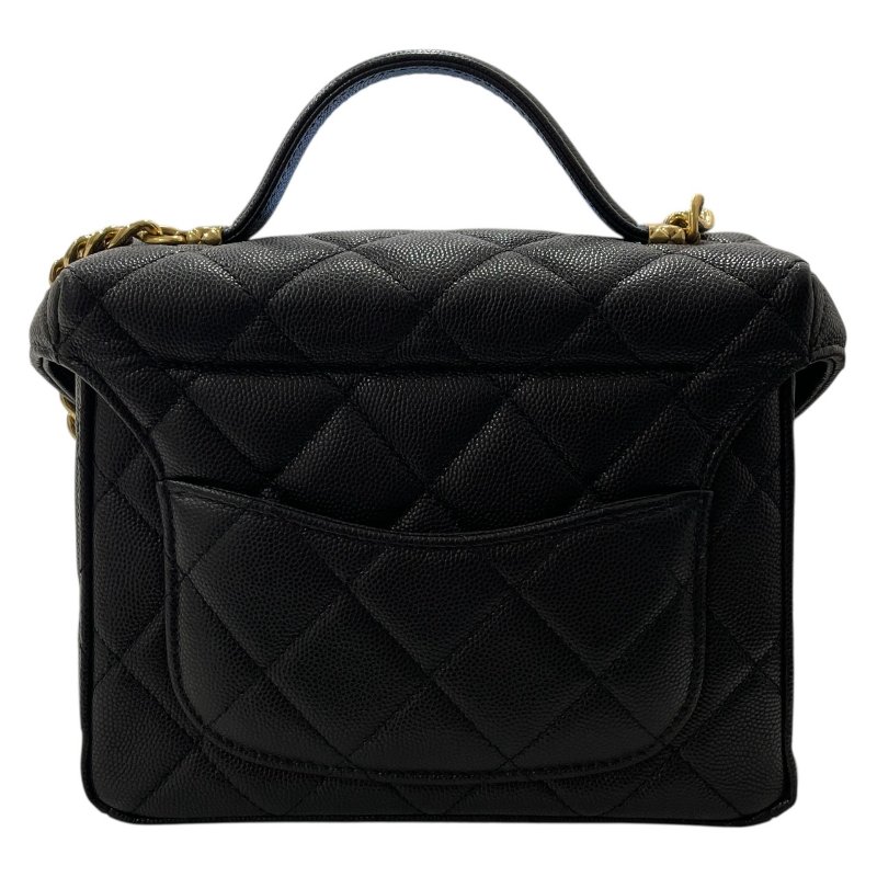 CHANEL 香奈兒 鍊條箱型包 荔枝牛皮 黑色 金釦-2