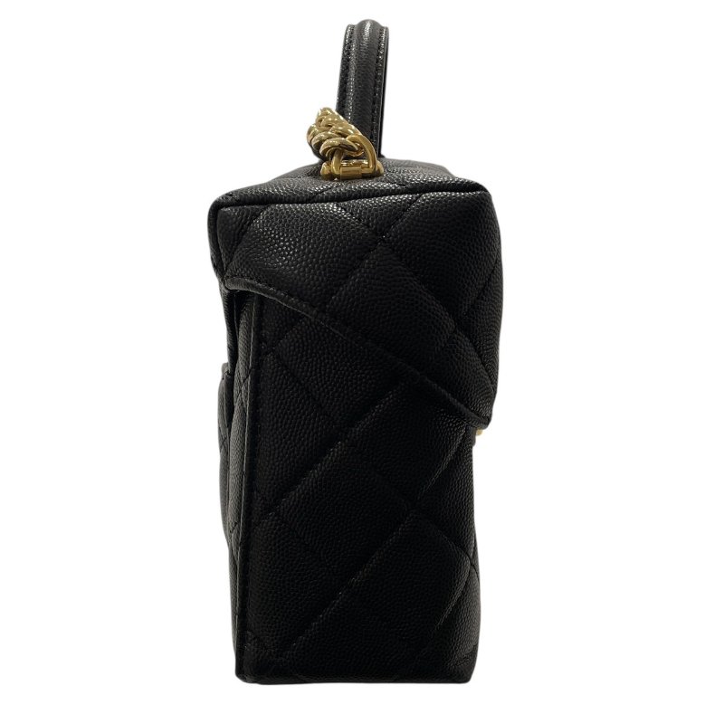 CHANEL 香奈兒 鍊條箱型包 荔枝牛皮 黑色 金釦-3