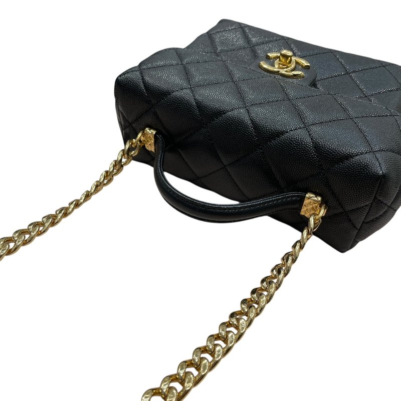 CHANEL 香奈兒 鍊條箱型包 荔枝牛皮 黑色 金釦-10