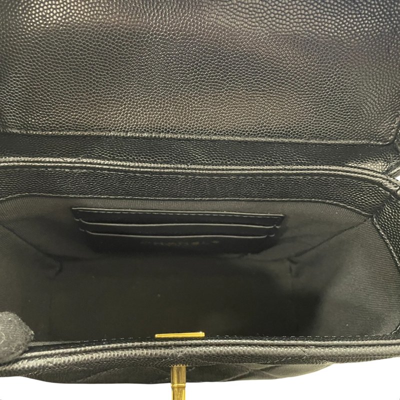 CHANEL 香奈兒 鍊條箱型包 荔枝牛皮 黑色 金釦-13