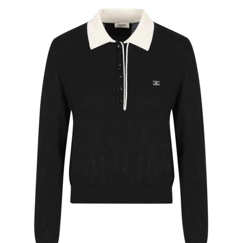 Celine 女士 長袖針織Polo衫XS S M L XL碼-0