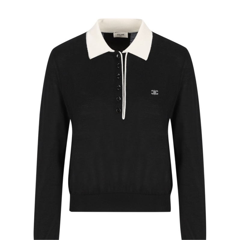 Celine 女士 長袖針織Polo衫XS S M L XL碼-4