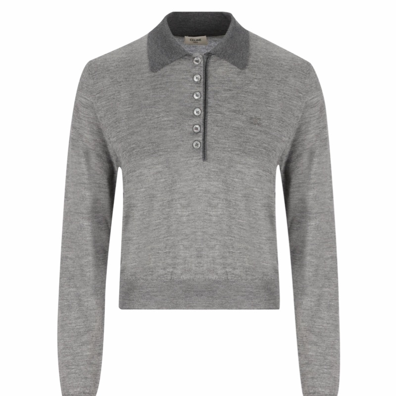 Celine 女士 長袖針織Polo衫XS S M L XL碼-0