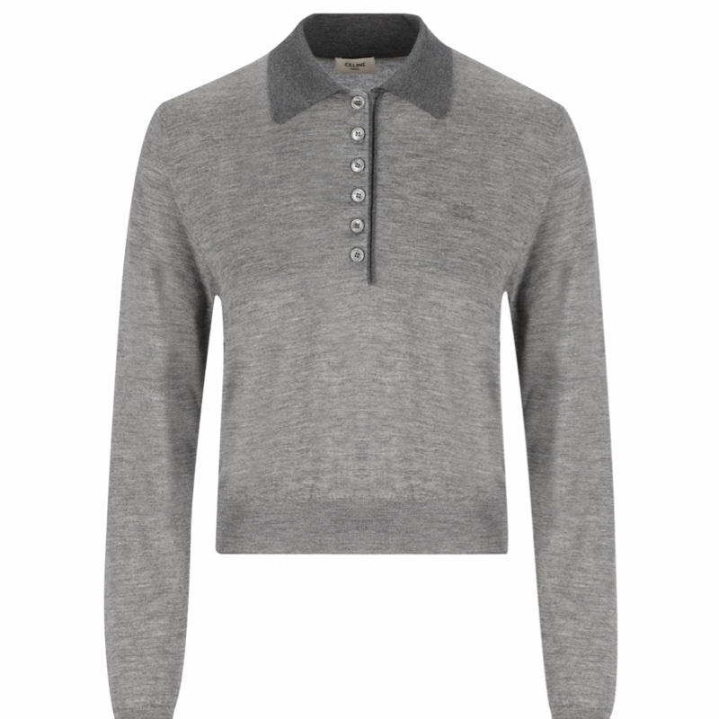 Celine 女士 長袖針織Polo衫XS S M L XL碼-4