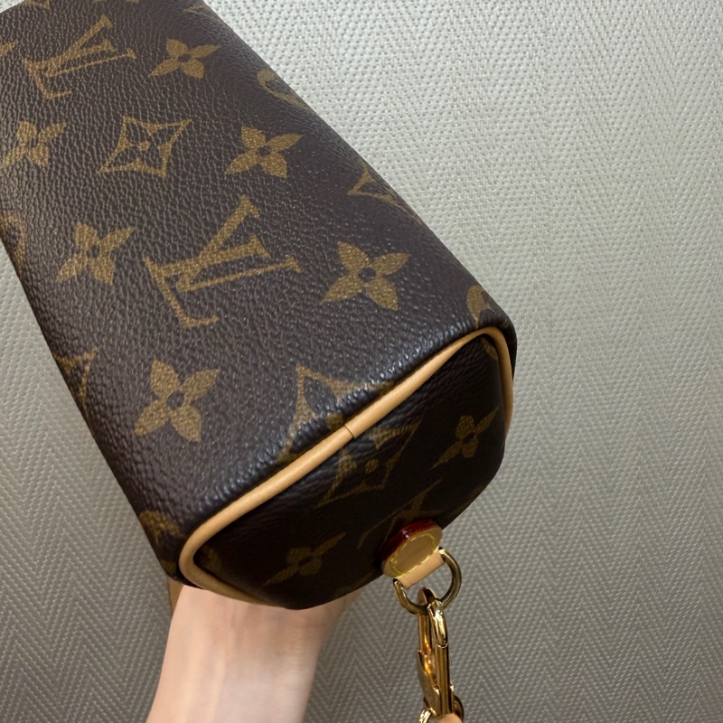 LV 原花金釦nano speedy 手提斜背波士頓包M81058-12