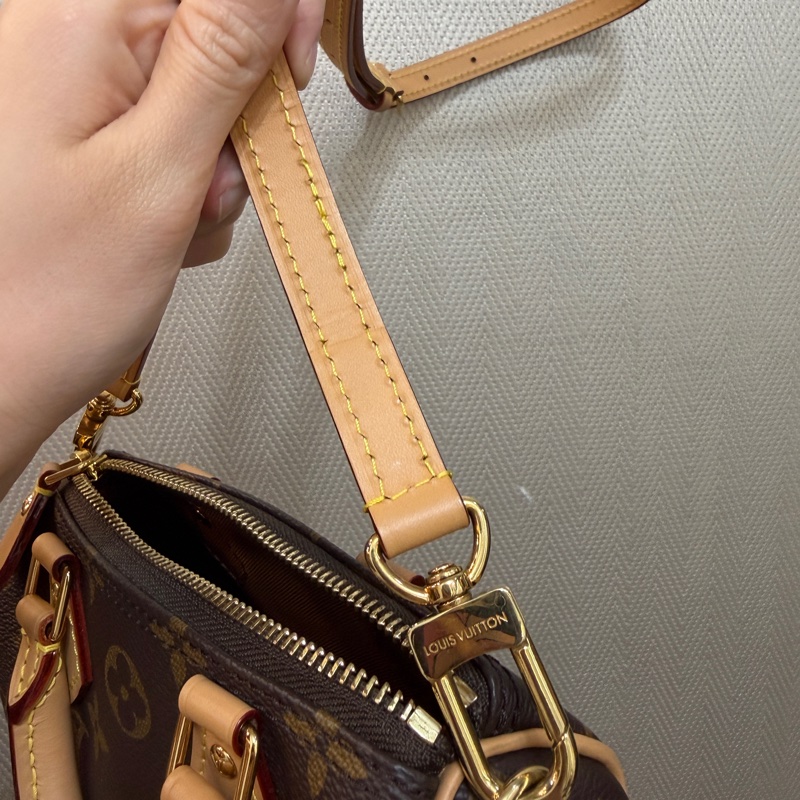 LV 原花金釦nano speedy 手提斜背波士頓包M81058-20