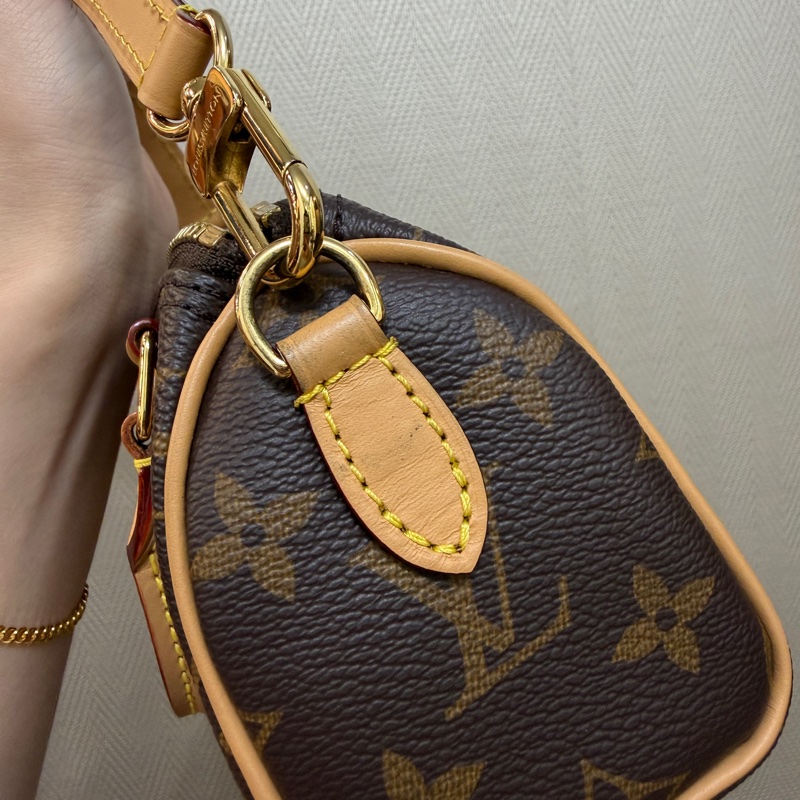 LV 原花金釦nano speedy 手提斜背波士頓包M81058-21
