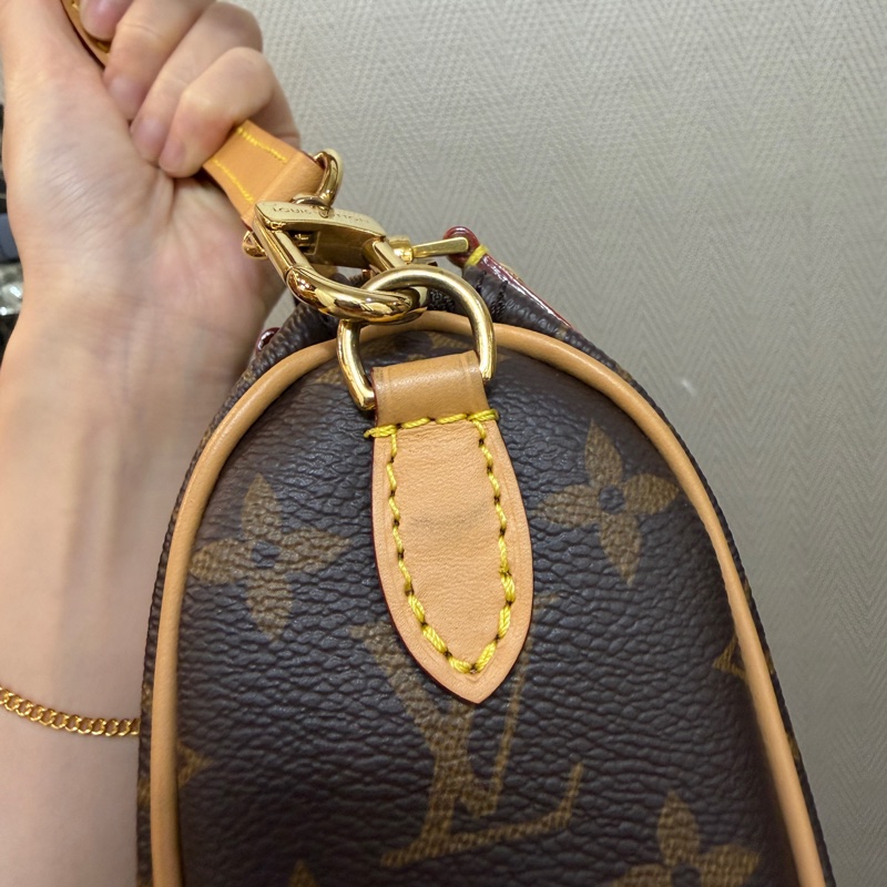 LV 原花金釦nano speedy 手提斜背波士頓包M81058-22