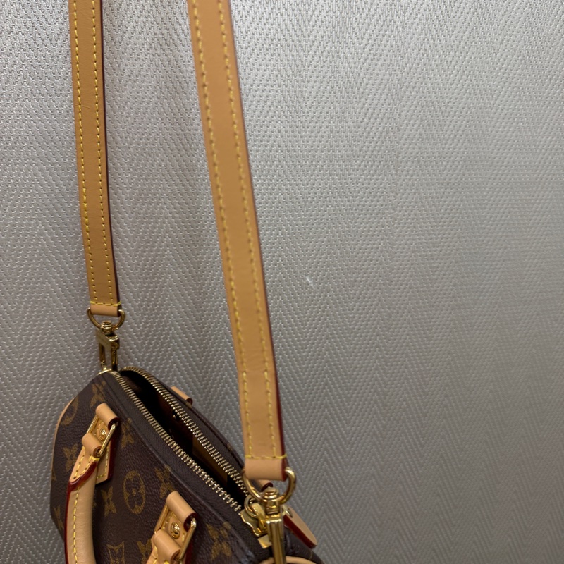 LV 原花金釦nano speedy 手提斜背波士頓包M81058-23