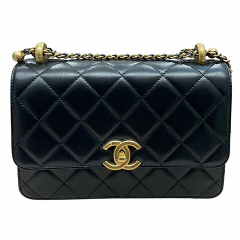 CHANEL 香奈兒 21A PERFECT FIT MINI FLAP 皮革 肩背包 黑色 金釦