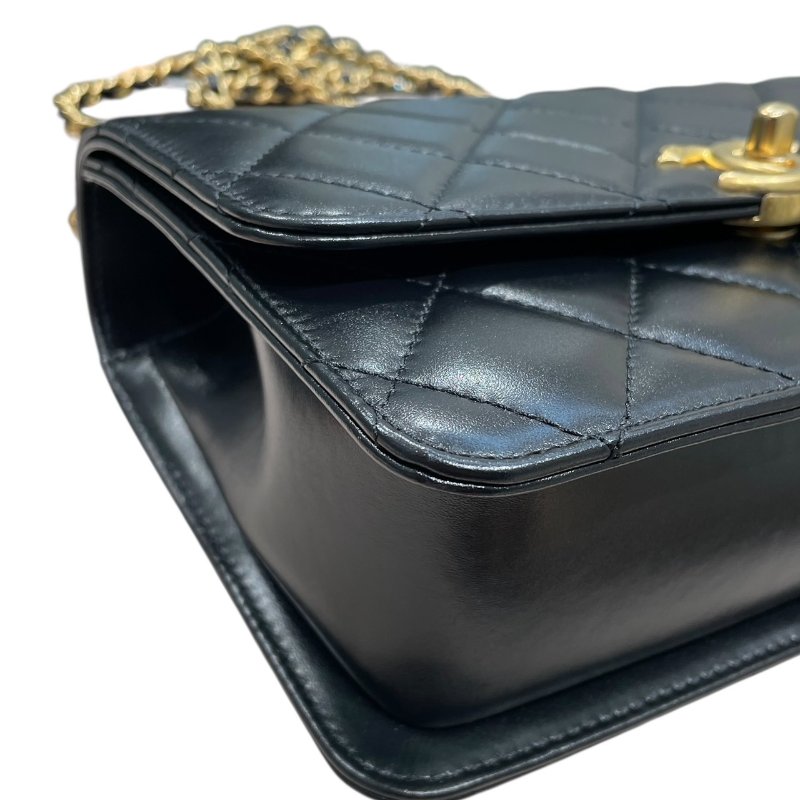 CHANEL 香奈兒 21A PERFECT FIT MINI FLAP 皮革 肩背包 黑色 金釦-5