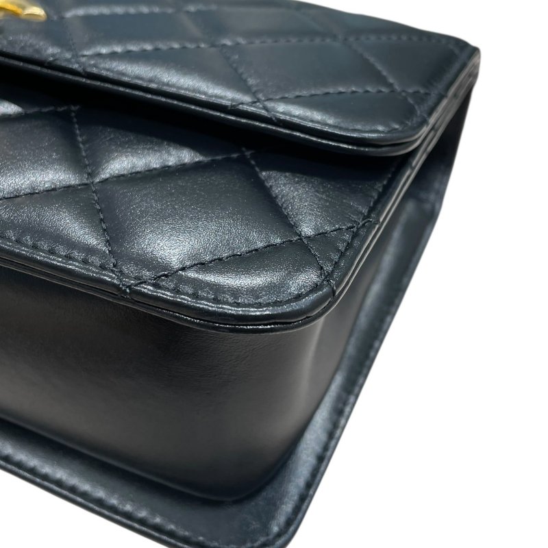 CHANEL 香奈兒 21A PERFECT FIT MINI FLAP 皮革 肩背包 黑色 金釦-6