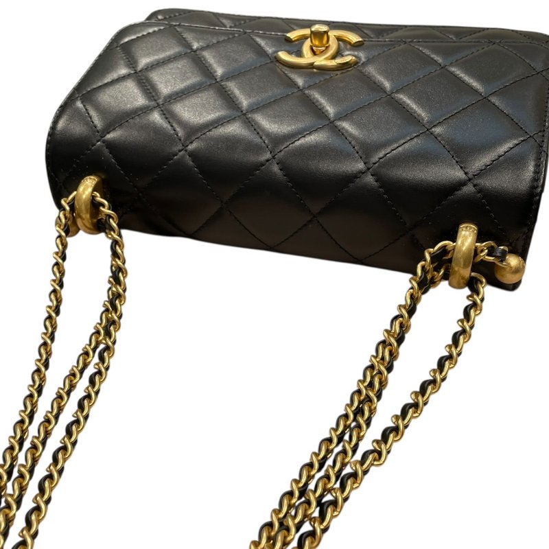 CHANEL 香奈兒 21A PERFECT FIT MINI FLAP 皮革 肩背包 黑色 金釦-10