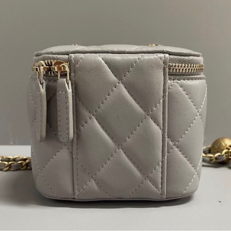 【97新 ✨ 全網最低價！】香奈兒/Chanel 灰色羊皮 金球 小盒子mini 化妝包（下單前先詢問庫存❗️）-10